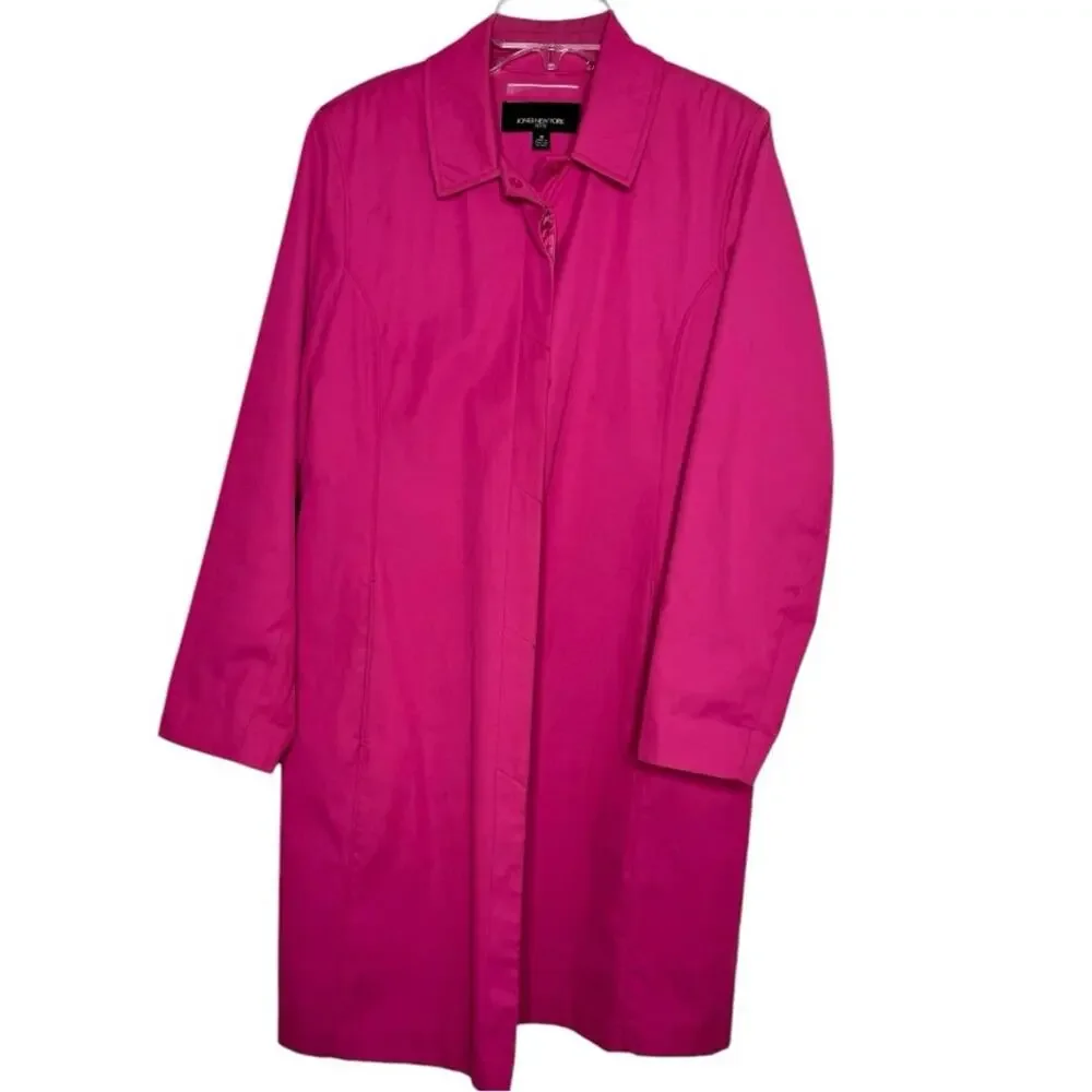 Jones New York Trench Coat in Dark Pink Size Medium Petite